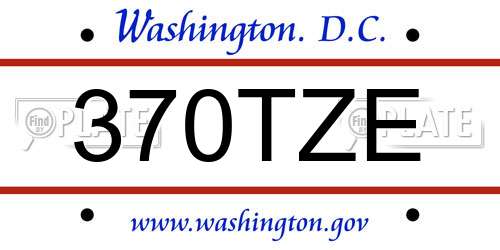 370TZE District Of Columbia License Plate