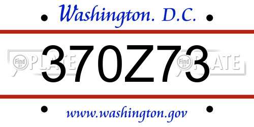 370Z73 District Of Columbia License Plate