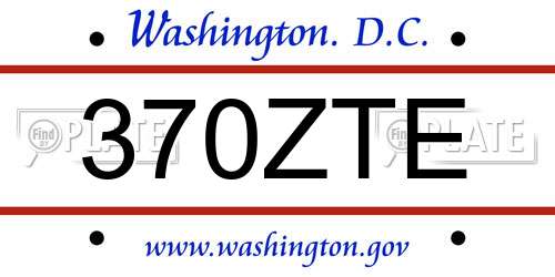 370ZTE District Of Columbia License Plate