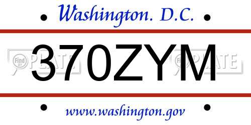 370ZYM District Of Columbia License Plate