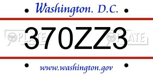 370ZZ3 District Of Columbia License Plate