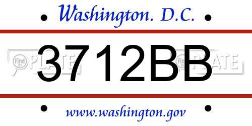 3712BB District Of Columbia License Plate