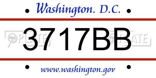 3717BB District Of Columbia License Plate