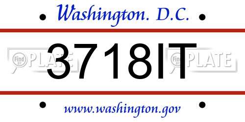 3718IT District Of Columbia License Plate