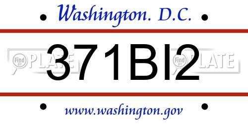 371BI2 District Of Columbia License Plate