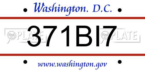 371BI7 District Of Columbia License Plate