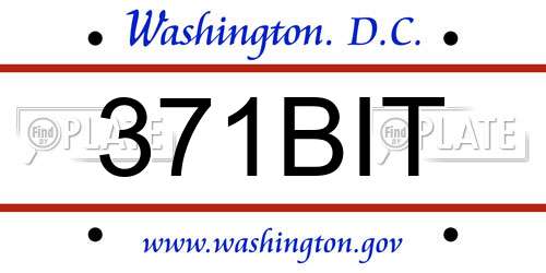371BIT District Of Columbia License Plate