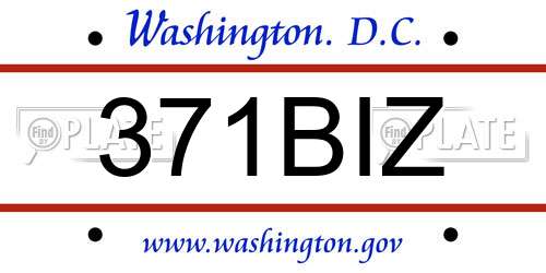 371BIZ District Of Columbia License Plate