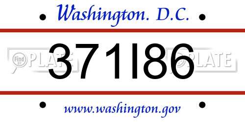 371I86 District Of Columbia License Plate