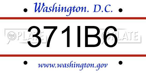 371IB6 District Of Columbia License Plate