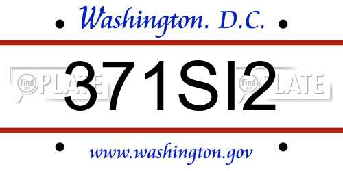 371SI2 District Of Columbia License Plate