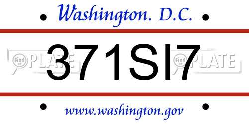 371SI7 District Of Columbia License Plate