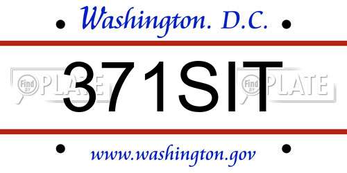 371SIT District Of Columbia License Plate