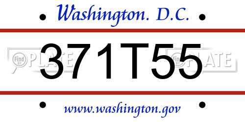 371T55 District Of Columbia License Plate