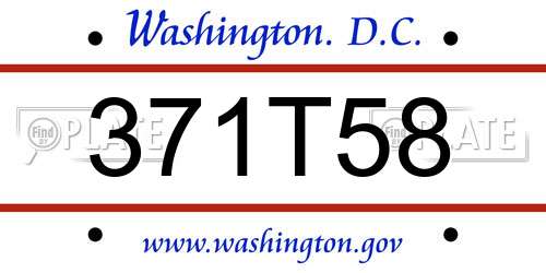 371T58 District Of Columbia License Plate