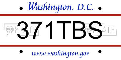 371TBS District Of Columbia License Plate