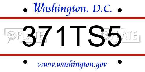 371TS5 District Of Columbia License Plate