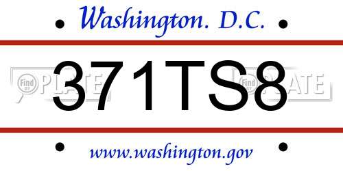 371TS8 District Of Columbia License Plate