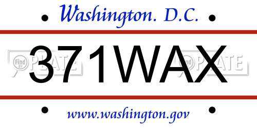 371WAX District Of Columbia License Plate