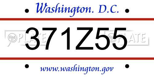 371Z55 District Of Columbia License Plate