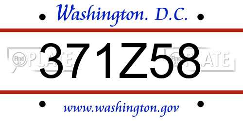 371Z58 District Of Columbia License Plate