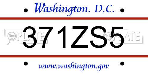 371ZS5 District Of Columbia License Plate