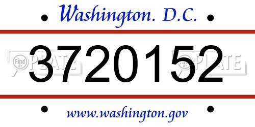 3720152 District Of Columbia License Plate
