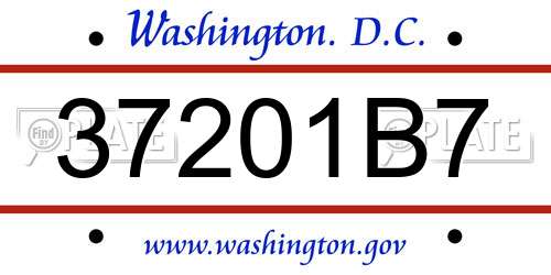37201B7 District Of Columbia License Plate