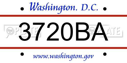 3720BA District Of Columbia License Plate