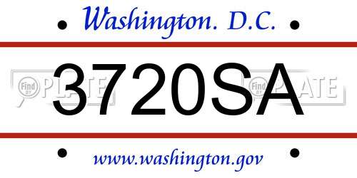 3720SA District Of Columbia License Plate