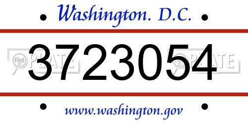 3723054 District Of Columbia License Plate
