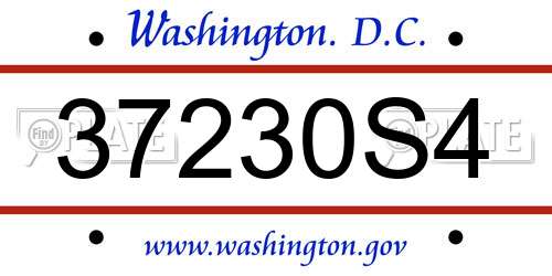 37230S4 District Of Columbia License Plate