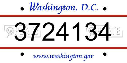 3724134 District Of Columbia License Plate