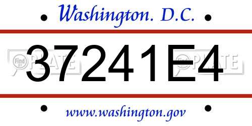 37241E4 District Of Columbia License Plate