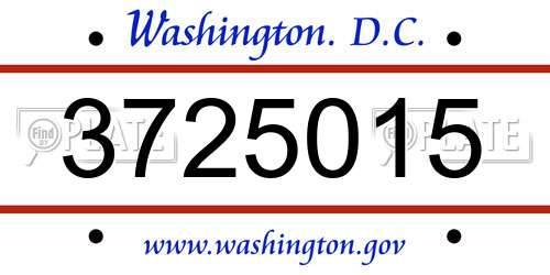 3725015 District Of Columbia License Plate