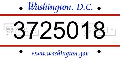 3725018 District Of Columbia License Plate