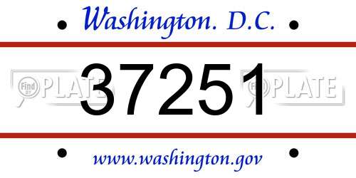 37251 District Of Columbia License Plate