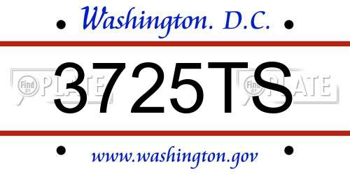 3725TS District Of Columbia License Plate