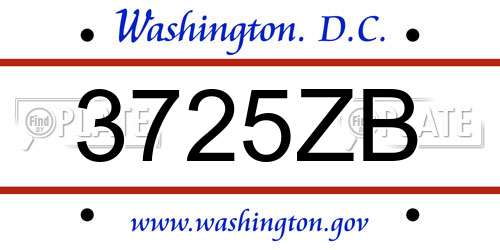 3725ZB District Of Columbia License Plate