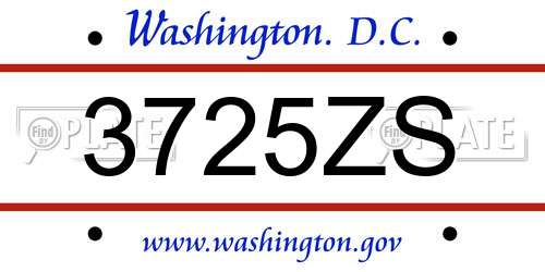 3725ZS District Of Columbia License Plate