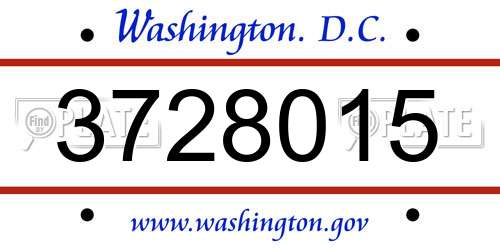 3728015 District Of Columbia License Plate