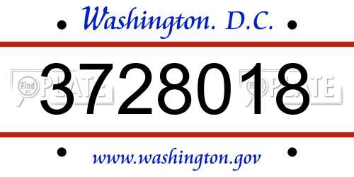 3728018 District Of Columbia License Plate