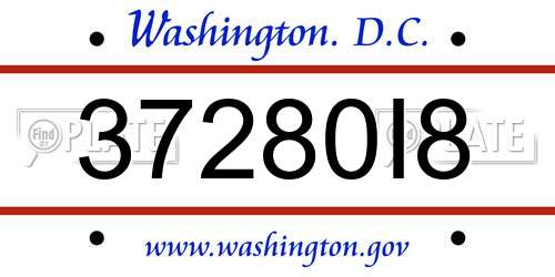 37280I8 District Of Columbia License Plate