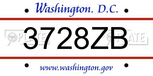 3728ZB District Of Columbia License Plate