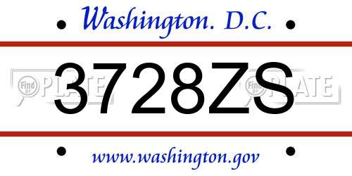 3728ZS District Of Columbia License Plate