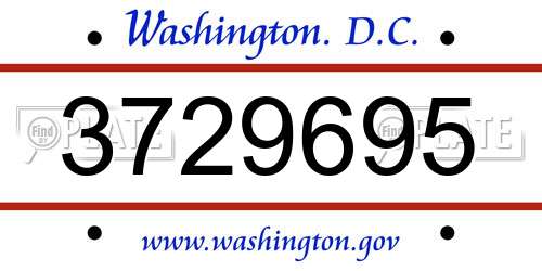 3729695 District Of Columbia License Plate