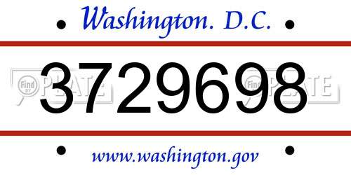 3729698 District Of Columbia License Plate