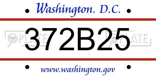 372B25 District Of Columbia License Plate