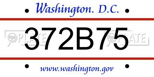372B75 District Of Columbia License Plate