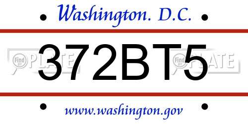 372BT5 District Of Columbia License Plate
